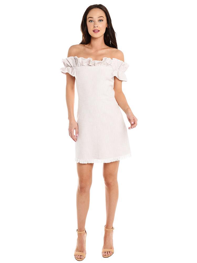Rebecca Taylor Off The Shoulder Slub Suiting Dress