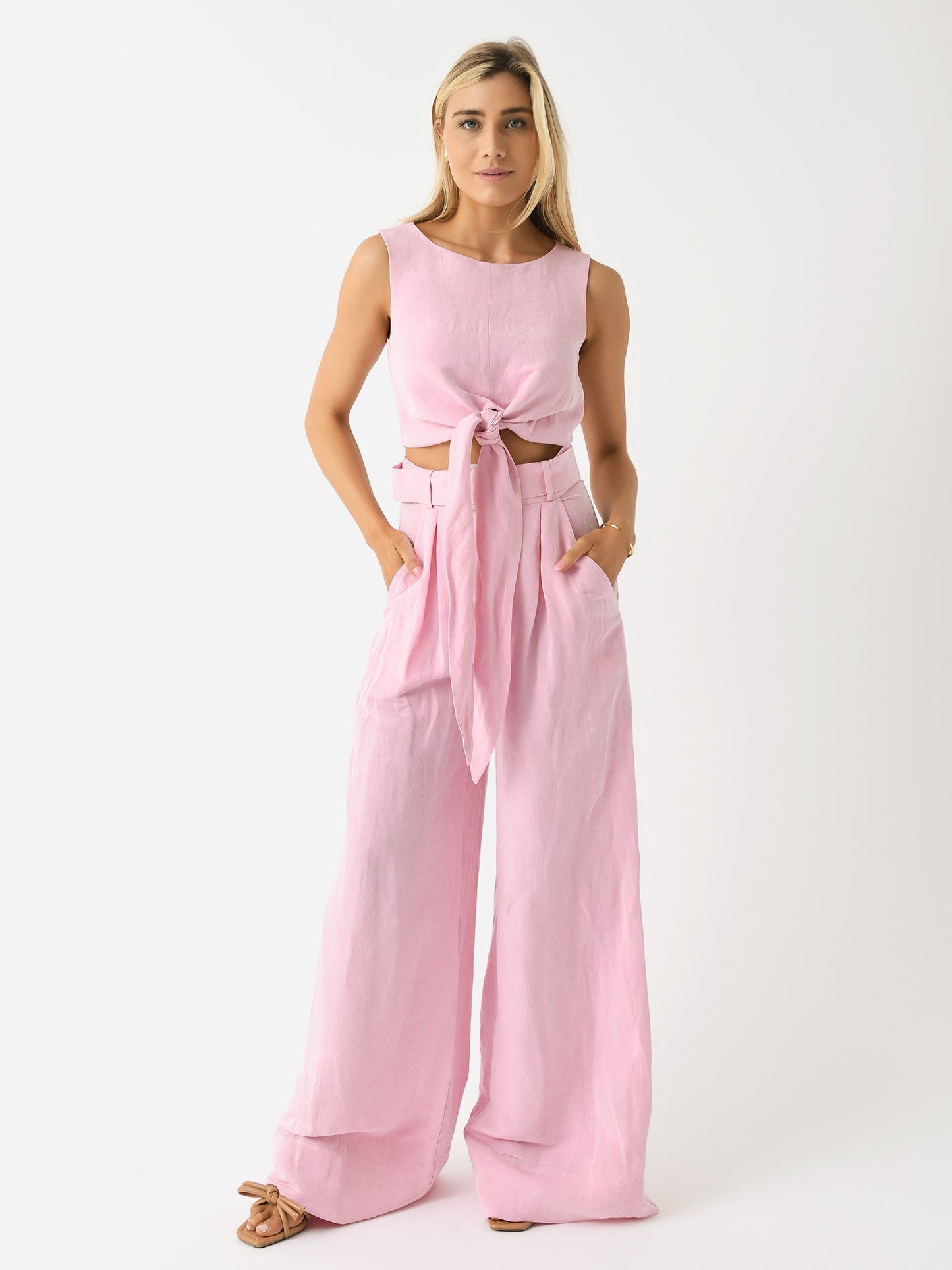 Matthew Bruch Women's Wide Leg Pleated Pant