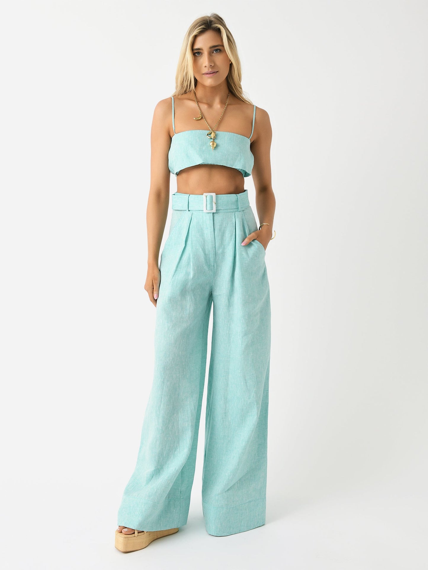 Matthew Bruch Women's Wide Leg Pleated Pant