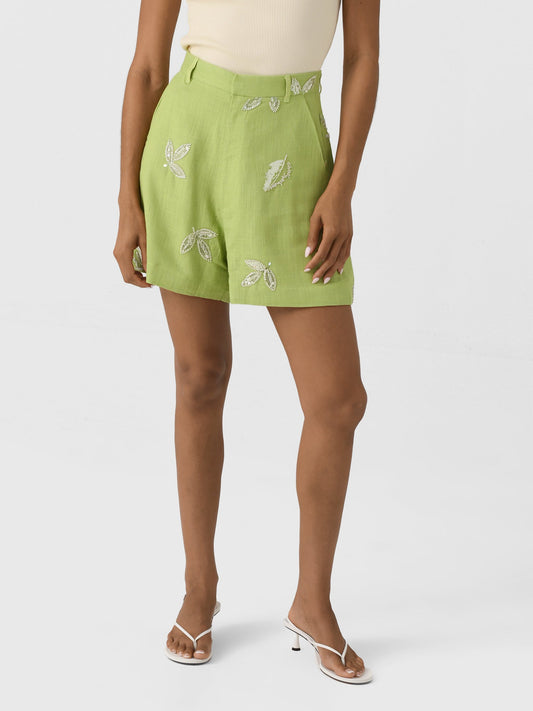 Marques Almeida Women's Linen Embroidered Sequin Short